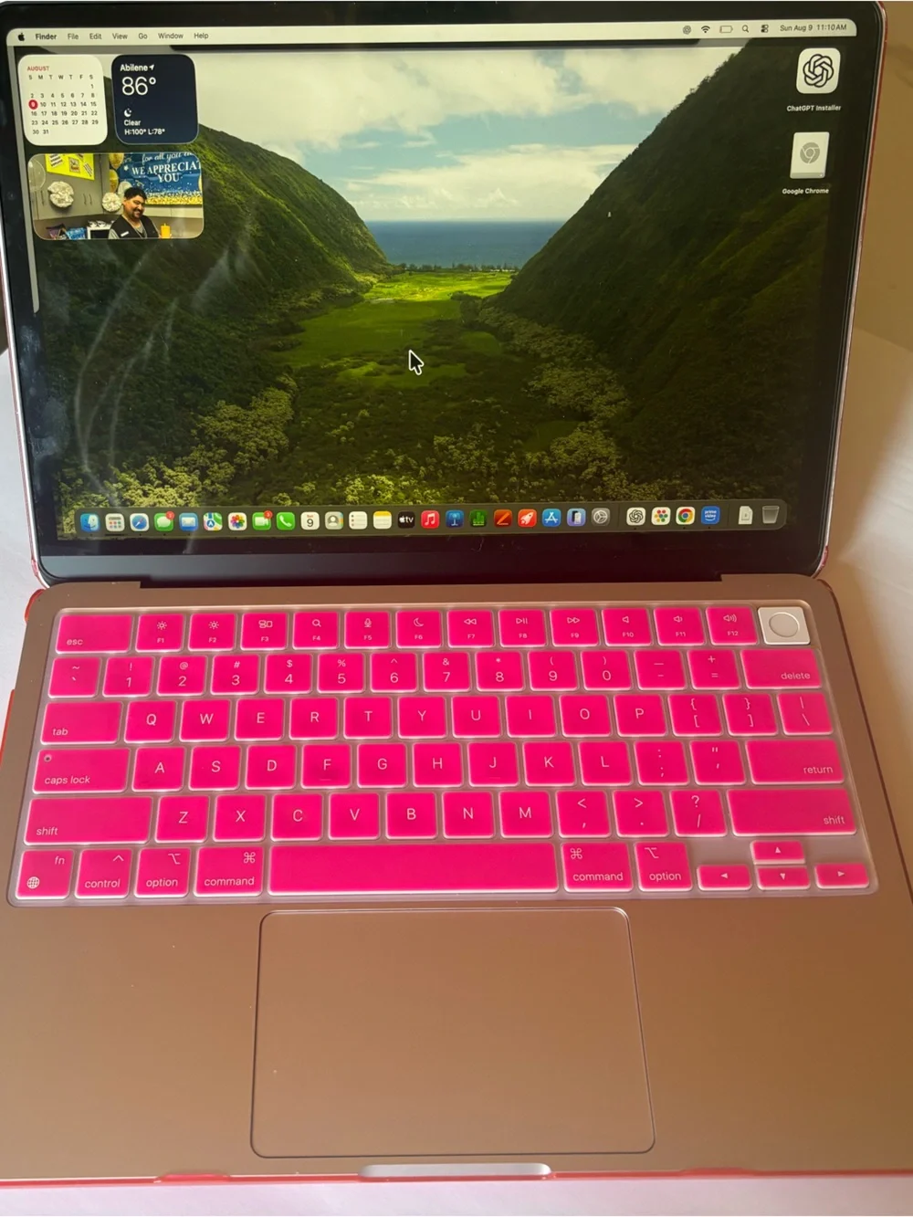 Apple Macbook Neo Laptop 13 inch  with Bright Pink Silicone Keyboard Cover